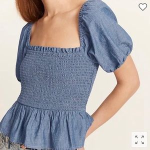 J.Crew Smocked Chambray Top